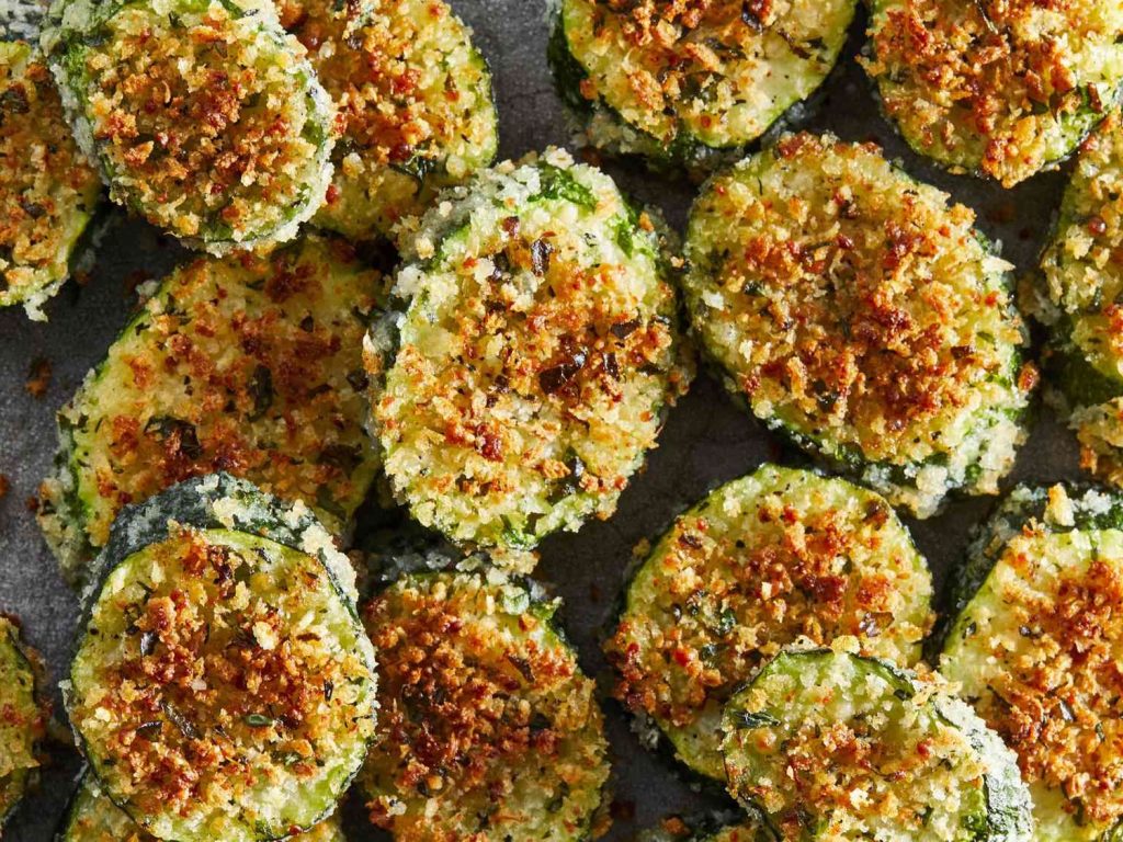 Baked zucchini with breadcrumbs