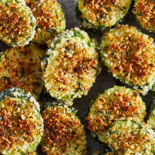 Baked zucchini with breadcrumbs