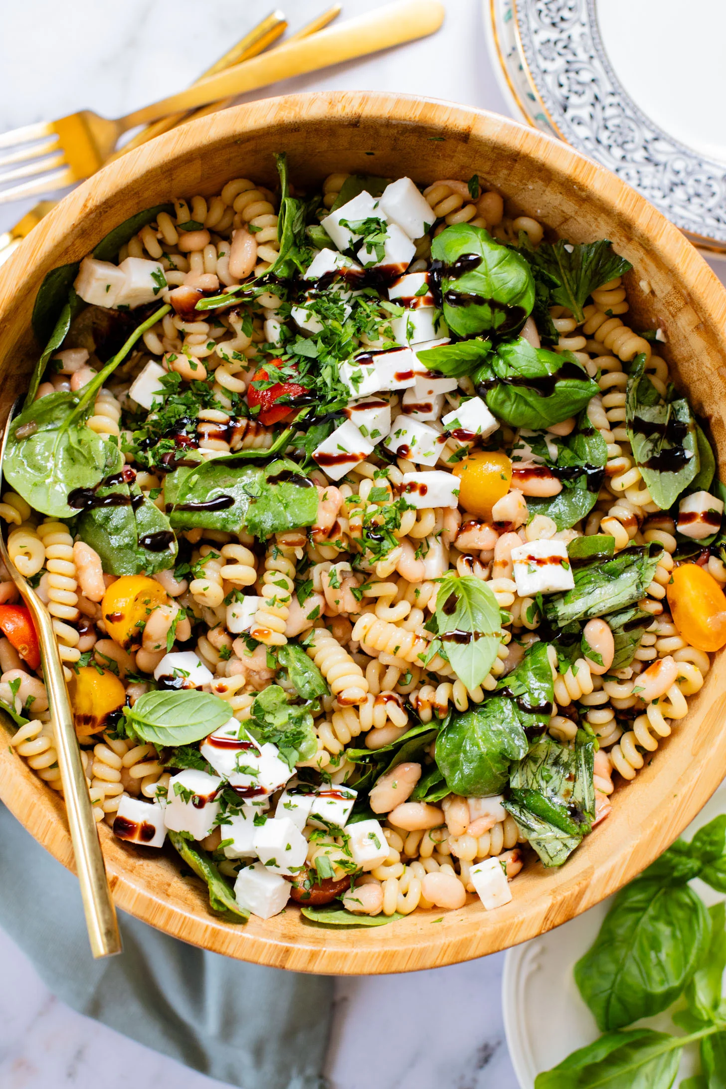 Boost your salad's protein with chickpeas, white beans, or tofu feta, keeping the flavors light and bright